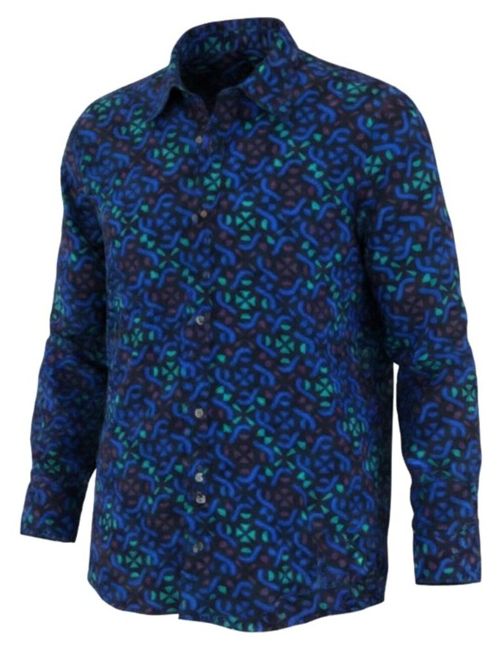 Vintage 90s Perry Ellis Multicolor Abstract Long Sleeve Button Up Shirt